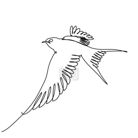 Ilustración de Trague un dibujo de arte de línea. Animal pájaro volando contorno continuo. Ilustración vectorial aislada. Diseño minimalista a mano. - Imagen libre de derechos