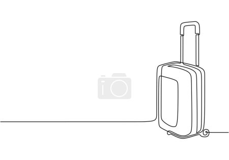 Ilustración de Maleta de una línea de dibujo. Concepto de viaje de equipaje aislado sobre un fondo blanco. - Imagen libre de derechos