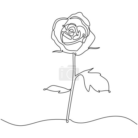 Ilustración de Rose un dibujo de línea continua. Concepto de planta botánica. Ilustración vectorial aislada. Diseño minimalista a mano. - Imagen libre de derechos