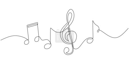 Téléchargez les illustrations : Dessin unique de note de musique. Symboles abstraits dessinés à la main. - en licence libre de droit