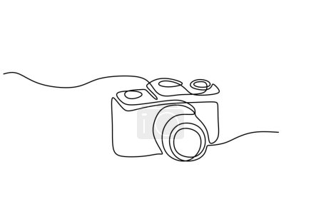 Illustration for Photo camera in continuous one line art drawing - Royalty Free Image