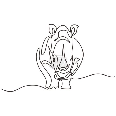 Ilustración de Rhino en continuo dibujo de una línea. Ilustración vectorial aislada. Diseño minimalista a mano. - Imagen libre de derechos