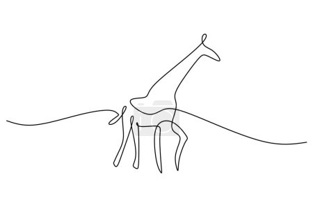 Illustration for Giraffe in continuous one line art drawing. Vector illustration isolated. Minimalist design handdrawn. - Royalty Free Image