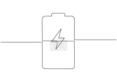 Batterie alimentation un dessin de ligne avec symbole électrique.