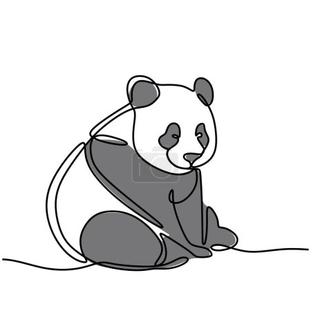 Ilustración de Panda dibujo de una línea. China animal línea continua concepto de arte. Ilustración vectorial aislada. Diseño minimalista a mano. - Imagen libre de derechos