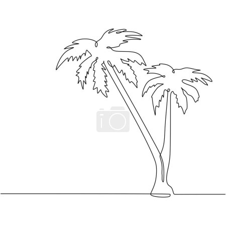Illustration for Coconut tree continuous one line drawing. Vector illustration isolated. Minimalist design handdrawn. - Royalty Free Image