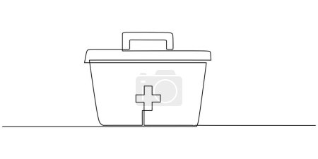 Illustration for Continuous Line Art. First Aid Kit Vector Illustration for Health and Medical Services - Royalty Free Image