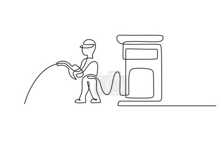 Ilustración de Estación de servicio de trefilado de una línea con combustible de boquilla para persona. - Imagen libre de derechos