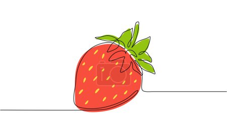Ilustración de Línea continua dibujando fruta de fresa. Comida saludable concepto orgánico natural. Ilustración vectorial carrera editable. - Imagen libre de derechos