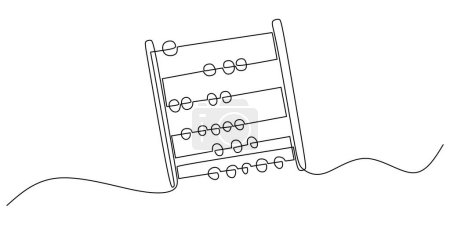 Illustration for Abacus in Continuous one line art drawing. Hand drawn counting frame sketch minimalist for math study. - Royalty Free Image