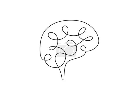 Illustration for Brain continuous line drawing. Vector illustration human mind concept. - Royalty Free Image