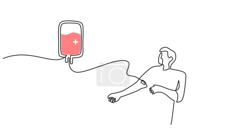 Illustration for Blood donation with patient in bed. Transfusion concept for healthcare emergency - Royalty Free Image