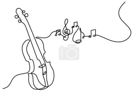 Téléchargez les illustrations : Instrument de violon à ligne continue. Musique classique pour mélodie et symphonie. - en licence libre de droit