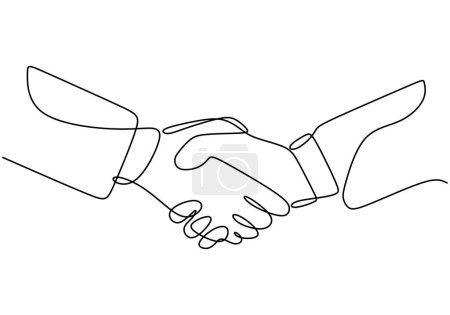 Illustration for Businessmen shaking hands. Continuous one line art drawing. Vector illustration agreements and acquisition concept. - Royalty Free Image