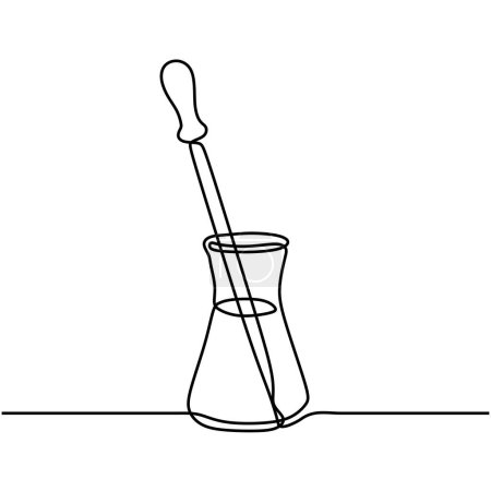 Illustration for One line drawing of chemistry tool. Erlenmeyer flask with pipette. - Royalty Free Image