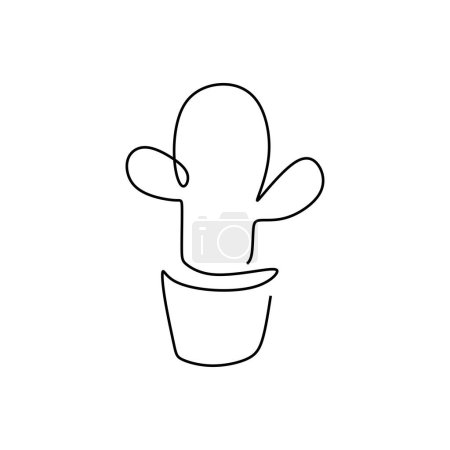 Téléchargez les illustrations : Cactus dessin d'une ligne. Illustration vectorielle isolée. Design minimaliste dessiné à la main. - en licence libre de droit