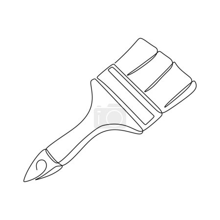 Illustration for Paint brush one line drawing. Vector illustration isolated. Minimalist design handdrawn. - Royalty Free Image