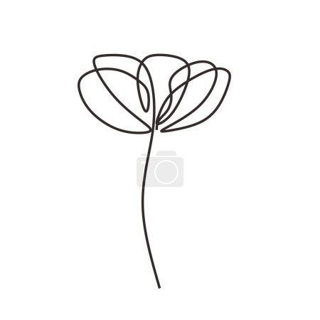 Téléchargez les illustrations : Fleur de pavot dessin d'une ligne. Illustration vectorielle isolée. Design minimaliste dessiné à la main. - en licence libre de droit