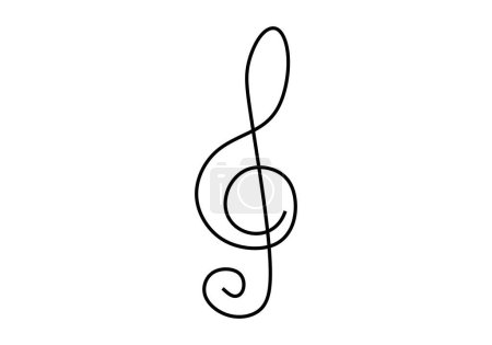 Illustration for Treble clef music note. Continuous one line art drawing. Abstract sign and symbols vector illustration. - Royalty Free Image