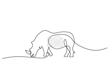 Ilustración de Rhino en continuo dibujo de una línea. Rinoceronte animal de un solo contorno. Ilustración vectorial aislada. Diseño minimalista a mano. - Imagen libre de derechos