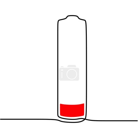 Low energy one line drawing of battery. Technology concept vector illustration