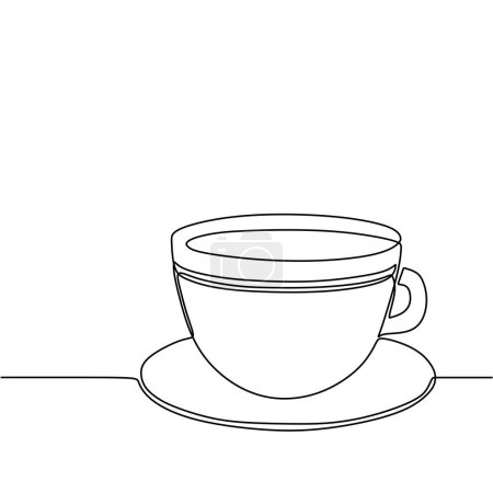 Illustration for Coffee one line drawing. Continuous outline drink. Vector illustration isolated. Minimalist design handdrawn. - Royalty Free Image