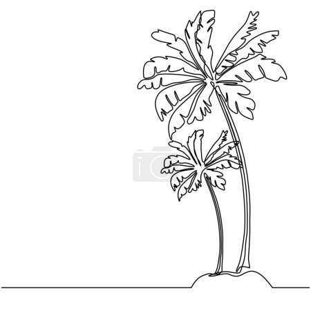 Ilustración de Árbol de coco continuo dibujo de una línea. Ilustración vectorial aislada. Diseño minimalista a mano. - Imagen libre de derechos