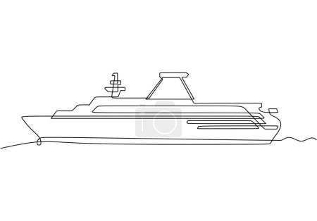Illustration for Cruise ship vector. One line art drawing. Continuous single line art. - Royalty Free Image