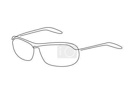 Ilustración de Arte de línea de gafas. Vista frontal de las gafas de vista continua de una línea de dibujo. Vector de carrera editable. - Imagen libre de derechos