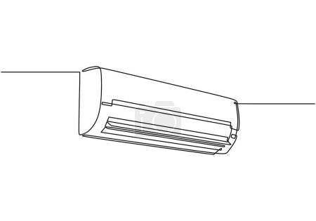 Illustration for Continuous line drawing air conditioner. Home technology cooler. Vector illustration single one outline. - Royalty Free Image