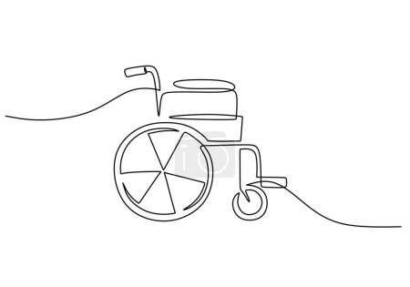 Foto de Dibujo continuo de una línea de silla de ruedas para personas con discapacidad. Ilustración vectorial. - Imagen libre de derechos