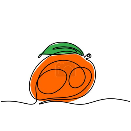 Ilustración de Mango continuo de una línea de dibujo. Concepto de fruta alimenticia con esquema orgánico. Ilustración vectorial aislada. Diseño minimalista a mano. - Imagen libre de derechos