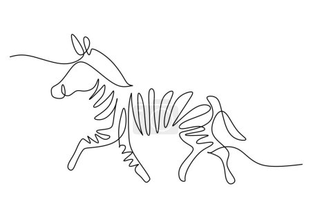 Illustration for Zebra in continuous one line drawing. Vector illustration isolated. Minimalist design handdrawn. - Royalty Free Image