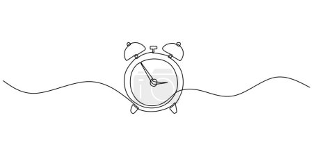 Illustration for Continuous line drawing of alarm clock. Hand drawn education concept. - Royalty Free Image