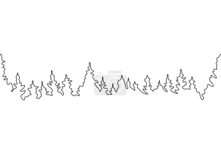Ilustración de Dibujo en línea del árbol forestal en silueta continua de un solo contorno. Ilustración vectorial diseño abstracto del paisaje. - Imagen libre de derechos