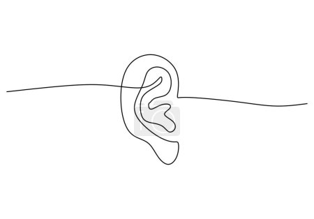 Illustration for Ear continuous line drawing. Human body part vector illustration. - Royalty Free Image
