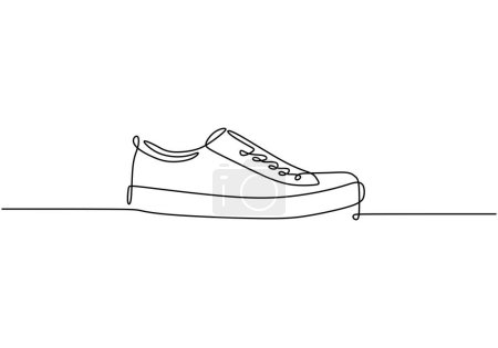 Ilustración de Zapatilla deportiva en un dibujo continuo de una línea. Ilustración vectorial aislada. Diseño minimalista a mano. - Imagen libre de derechos