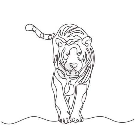 Illustration for Tiger in continuous one line art drawing. Wildlife animal theme. Vector illustration isolated. Minimalist design handdrawn. - Royalty Free Image