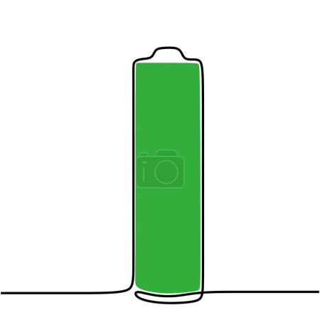 One line drawing of battery full of charge. Energy concept object vector illustration.