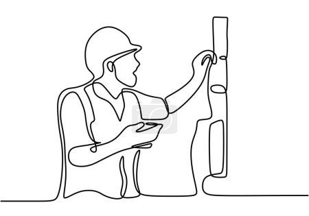 Ilustración de Dibujo vectorial de una línea de un panel de control de trabajador eléctrico - Imagen libre de derechos