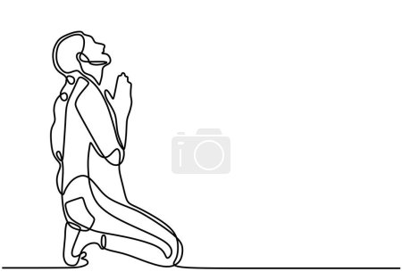 Illustration for Continuous line drawing of women prayer, vector illustration. - Royalty Free Image