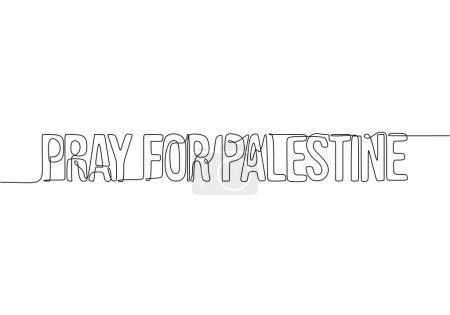 one line continuous line of pray for palestine words