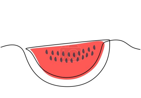 Illustration for One continuous line drawing of sliced healthy organic watermelon - Royalty Free Image