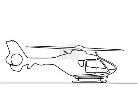 Ilustración de Dibujo de una sola línea de helicóptero en vuelo - Imagen libre de derechos