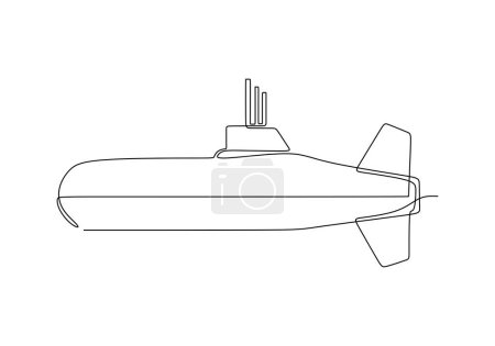 Ilustración de Dibujo continuo de una línea de transporte submarino de viajes en el océano - Imagen libre de derechos