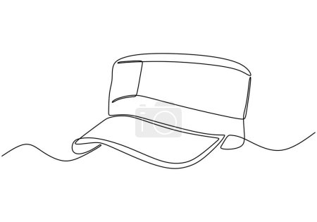 Téléchargez les illustrations : Continu simple dessiné une ligne hommes chapeau dessiné à la main - en licence libre de droit