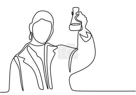 Illustration for Continuous single drawn one line scientist researcher professor - Royalty Free Image