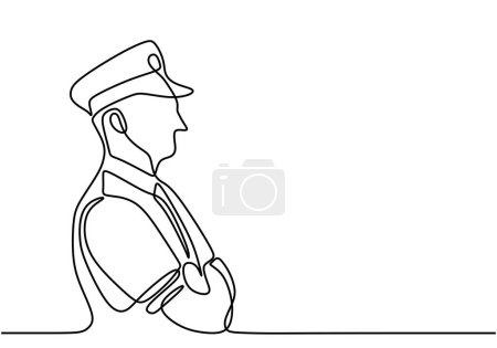 Illustration for Pilot wear uniform in one continuous line drawing style. - Royalty Free Image