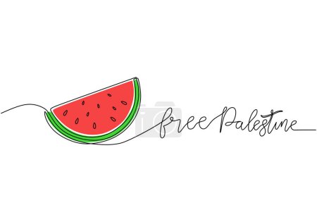 One continuous line drawing of free Palestine solidarity with watermelon