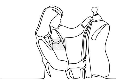 Téléchargez les illustrations : Une ligne continue robe design de couturier - en licence libre de droit